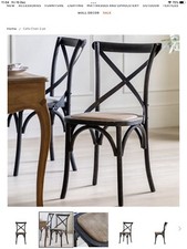 Gallery Direct Pair Of Rattan Seat Bistro/Cafe Chairs In Distressed Black