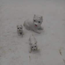 Set Of 3 White Maltese / Westie West Yorkshire Terrier Plastic Dog Figures