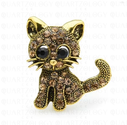 Vintage rhinestone cat - rhinestone,