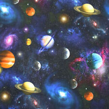 Realistic Space Planets Galaxy - Little Johnny 100% Cotton Fabric, Oeko Tex