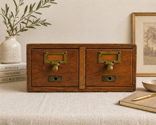 Vintage wooden card catalog - wooden,
