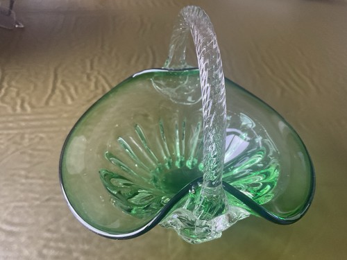 Vintage green glass posy - green,