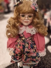 Leonardo Collection Porcelain Doll Hannah, no Box, Sweet Doll, Pink Dress, Curly