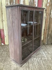 Old Victorian Pine Glazed Front Shop Display Cabinet With Key 3`2"Hx2`8"W