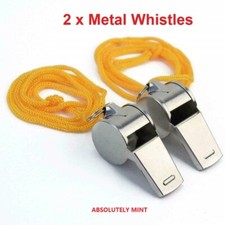 2pcs METAL REFEREE WHISTLE WITH KEY RING SPORTS PE SCHOOL FOOTBALL RUGBY OUTDOOR