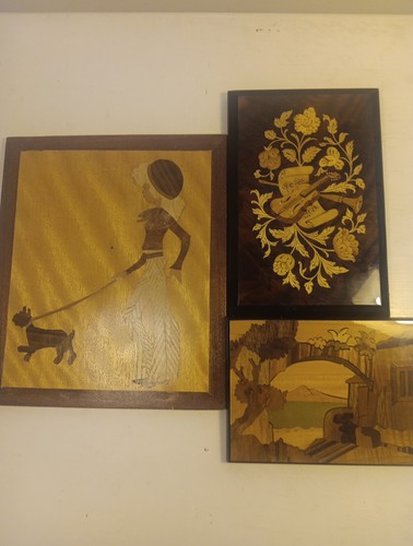 Inlaid marquetry wall - x3,