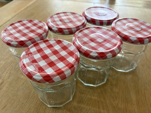 Glass jam jars with - 6, x