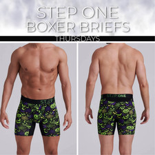 STEP ONE New Mens Boxer Briefs (Longer) Bamboo Underwear- SEASONAL