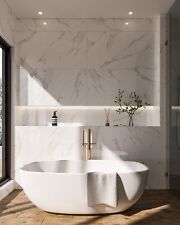 £28.89/m2 White Marble Effect High Gloss Porcelain Tile 120x60 Wall-Floor SAMPLE