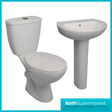 Modern Toilet WC Pan Cistern And Basin Sink Pedestal Set Ceramic Bathroom Suite