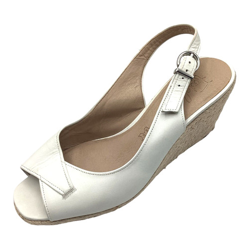 Footglove white leather wedge - white,