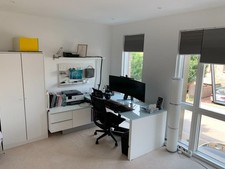 MODI 65 High-Quality L-Shaped Executive Desk – Satin White Glass Top, Matt White