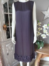 NICOLE FARHI PURE SILK SLEEVELESS DRESS DARK AUBERGINE PURPLE VGC UK 10