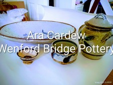 Ara Cardew Pottery including a Rare Small Porcelain Bowl Platter has Kiln Shrink