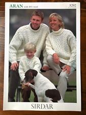 Sirdar 5292 knitting pattern adult & child aran saddle shoulder cable sweaters