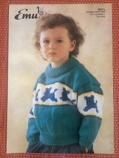 GIRLS BOYS KIDS CUTE DOG MOTIF JUMPER 20”-28” VTG KNITTING PATTERN 1411