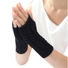 Women Wrist Arm Knitted Mitten Long Winter Hand Warmer Fingerless Ladies Gloves!