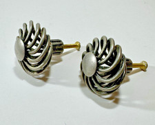 Pair of Antique / Vintage Birdcage Twisted Metal Door Knobs Kitchen Cabinets