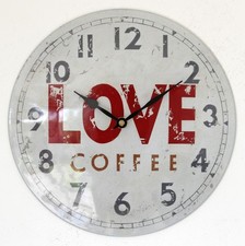 NEW 28cm Coffee Wall Clock - Roger Lascelles Metal Vintage Tin Kitchen Clock