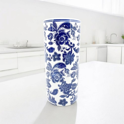 Blue floral ceramic round - floral,