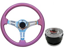 Pink Chrome TS Steering Wheel + Quick Release boss for RENAULT