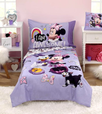 Minnie Mouse & Figaro Toddler Comforter Quilt Sheet Set Girls Cot Bed Cover