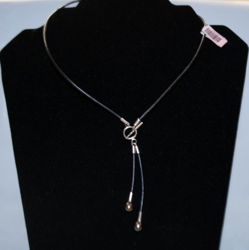 New black leather lariat - new,