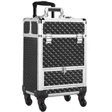 Makeup Train Case  Large Capacity Trolley Makeup Case with 4 Side Trays, Used