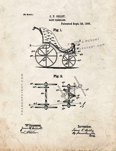 Baby stroller patent print - patent, old