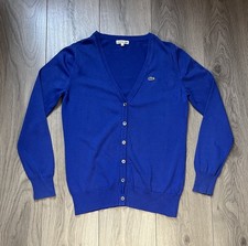 Women’s Lacoste Cardigan Size 38 Small Blue 100% Cotton V-Neck Cardigan
