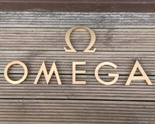 OMEGA Advertising Shop Wall Sign Brass Metal Finish watch clock memorabilia 