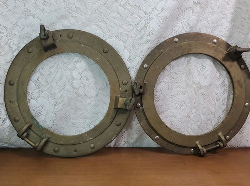 Pair antique solid - solid, brass
