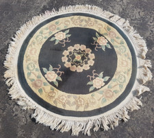 Vintage Chinese Round Floral Beautiful Art Deco Home Decor Rug Carpet 94x91 cm