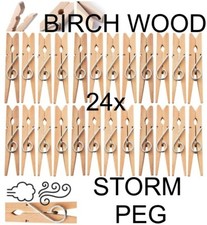 24 Large WOODEN PEGS Clothes Hanging Washing Line Airer Dryer Strong Grip Spring