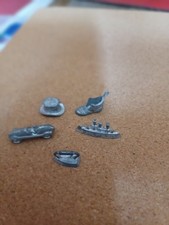 5 VINTAGE METAL MONOPOLY TOKENS / PIECES. NICE LOT