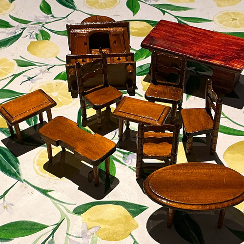 Wooden dolls house furniture - house,