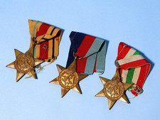3 x WWII Africa Star 1939-1945 Star & Italy Star Medals on Original Ribbons #JM