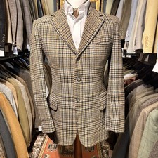 Vintage CROMBIE Mens 38R Tweed Plaid Check Wool Suit Green Harris Style 