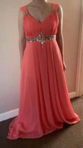 Peach prom evening dress - peach, /