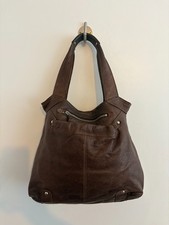 LADIES FOSSIL BROWN LEATHER SLOUCH HOBO BOHO OFF THE SHOULDER HANDBAG 