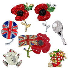 Crystal Enamel Poppies Brooch Badge Union Jack Christmas Tennis Brooch Presents
