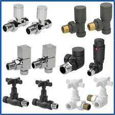 Designer Bathroom Radiator Valves Chrome Heated Towel Rail Pair Straight Angled