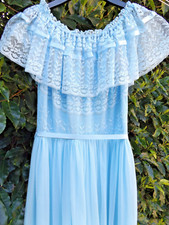 VINTAGE PRONUPTIA BRIDESMAID DRESS SIZE 10 BLUE 1980's