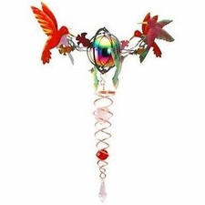 RRP £30 - Iron Stop Gazing Ball 3D HUMMINGBIRD Topper Copper Twister Red Crystal