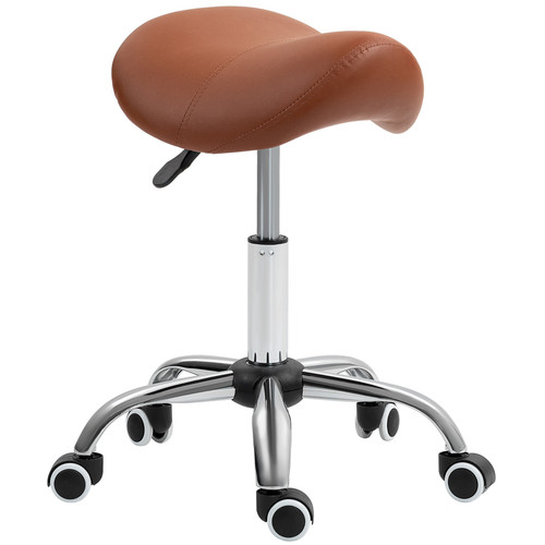 Homcom leather saddle stool - leather,