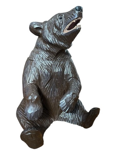 Large black forest bear wooden - black,