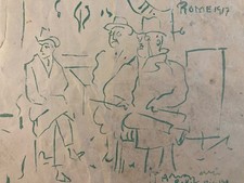 Pablo Picasso Lithograph Rome Portrait Massine, Bakst And Diaghilev 1917 Antique