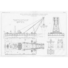 300 Ton Floating Crane for Handling Concrete Blocks 3x Vintage Prints 1925