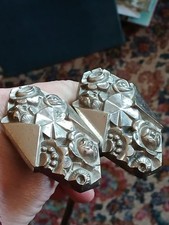 Chrome silver art deco French antique curtain tie backs pair
