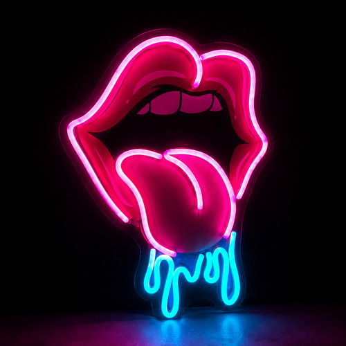 Drooling lips neon light sign - drooling,